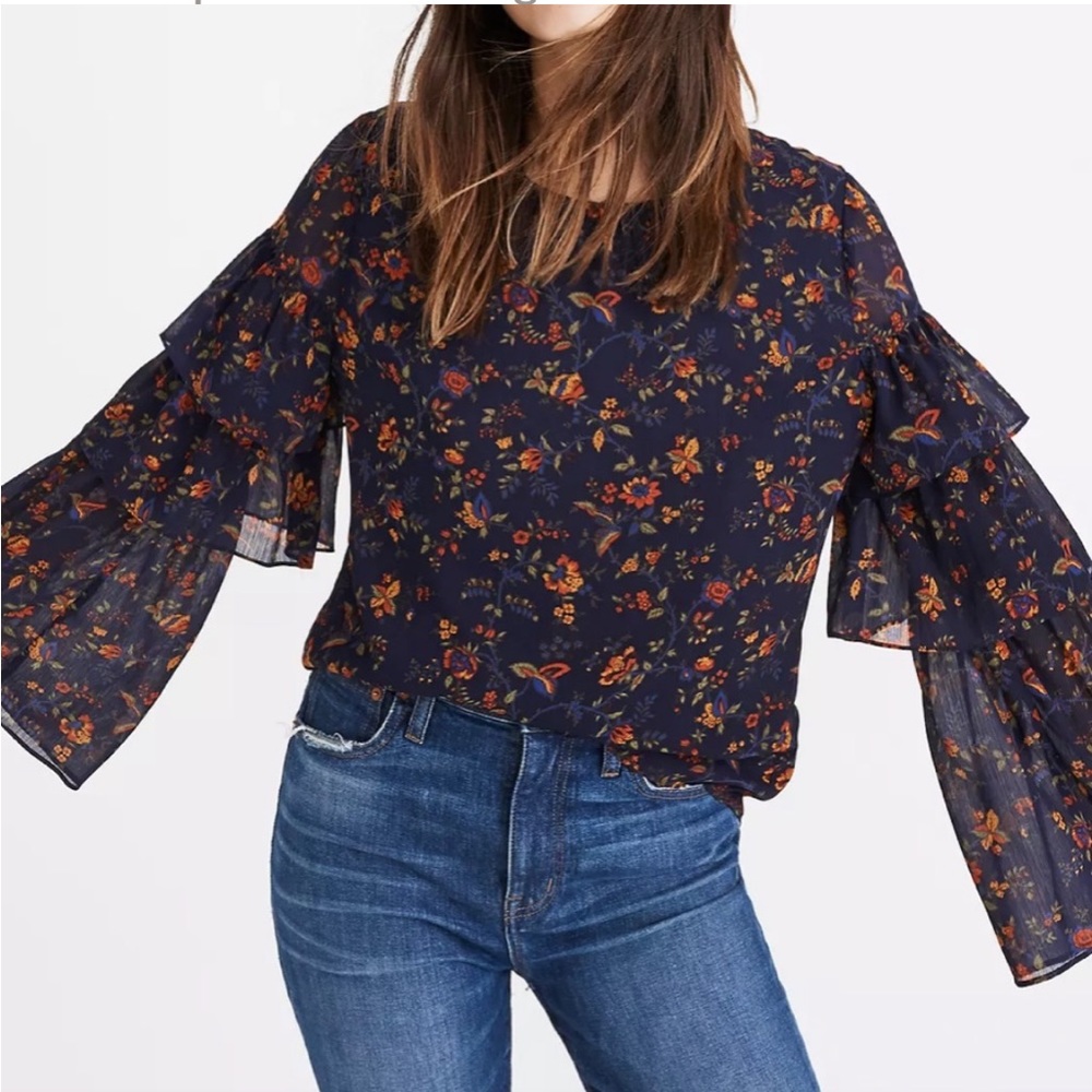 MADEWELL | Floral Navy Blouse